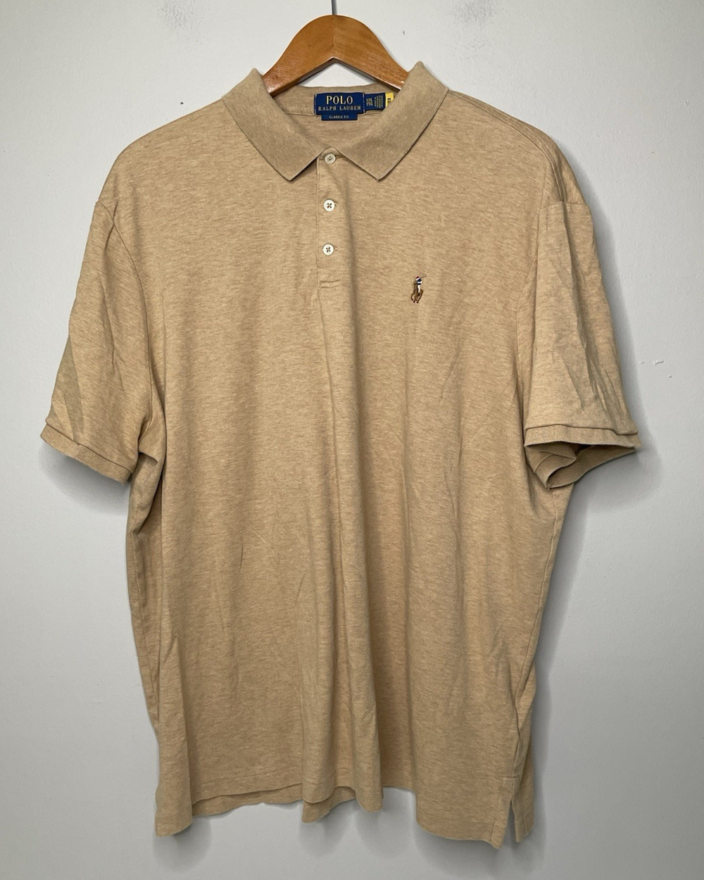 Polo Ralph Lauren Mens XXL Tan Heather Classic Fit Cotton Polo Shirt Pony